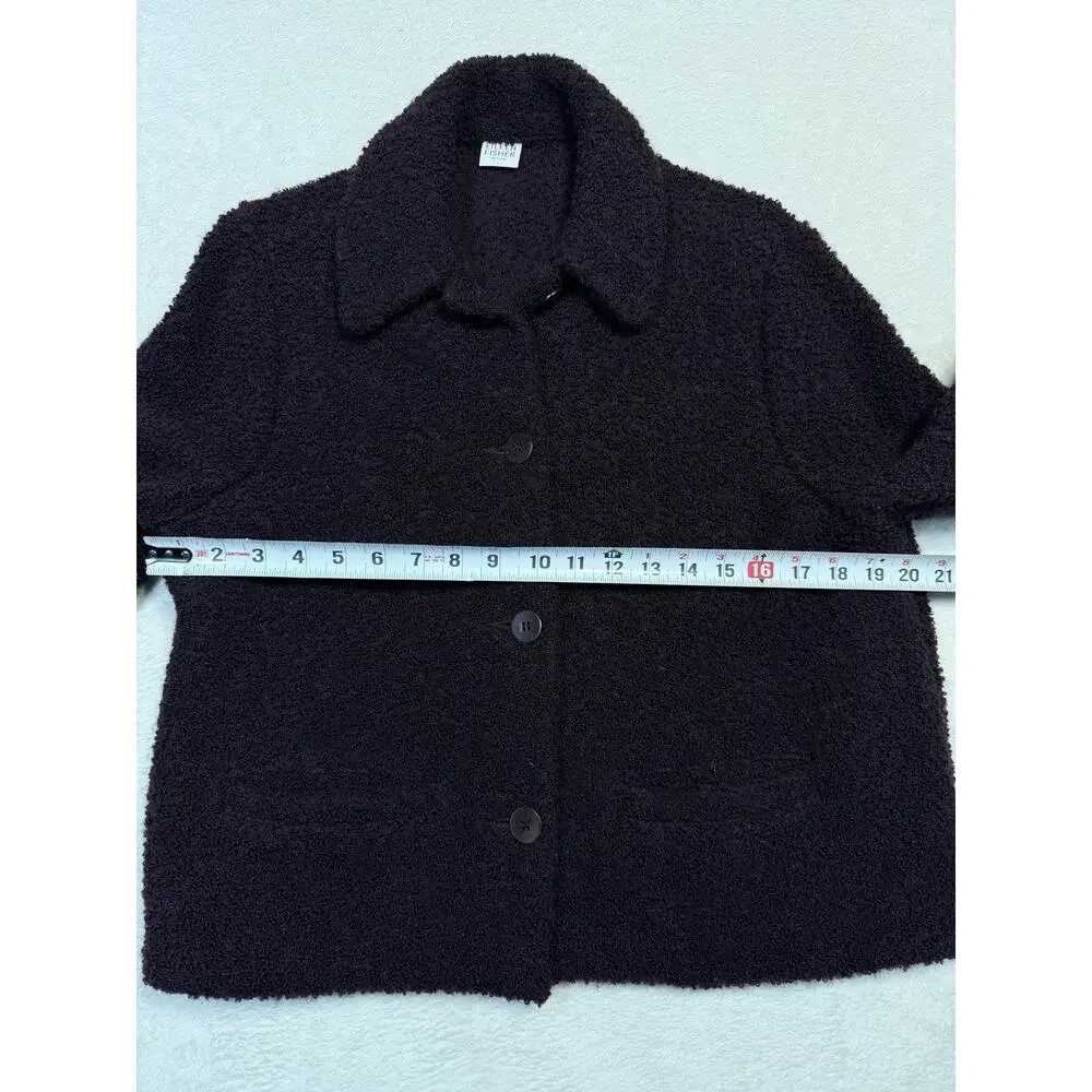 Eileen Fisher Eggplant Purple Wool Bouclé Jacket Petite SZ L Heritage Knit